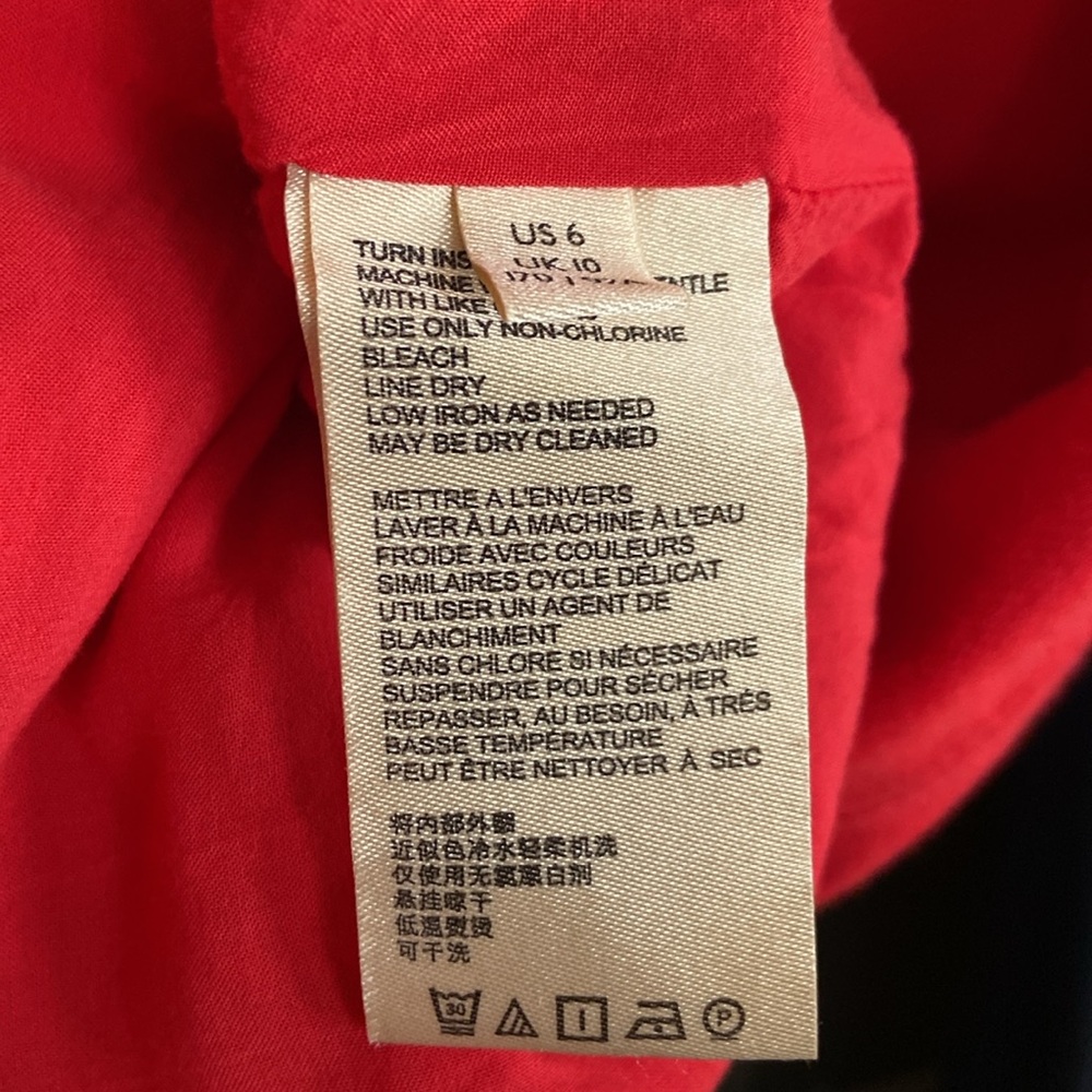New! Anthropologie Aiko Embroidered Red Linen Blend Shift Dress Women's Size 6 - Picture 9 of 13